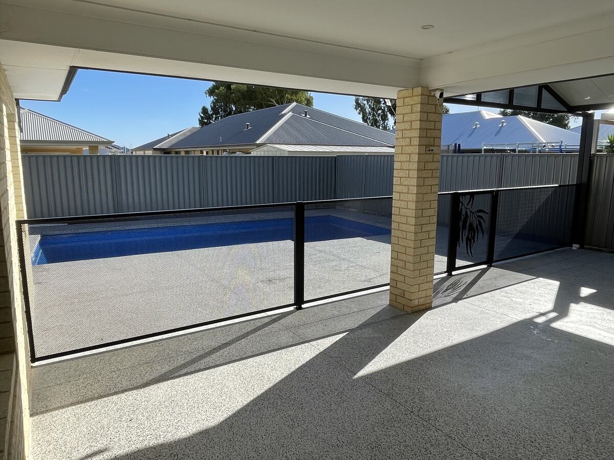 Pure Perf pool fencing on brick paving, Perth