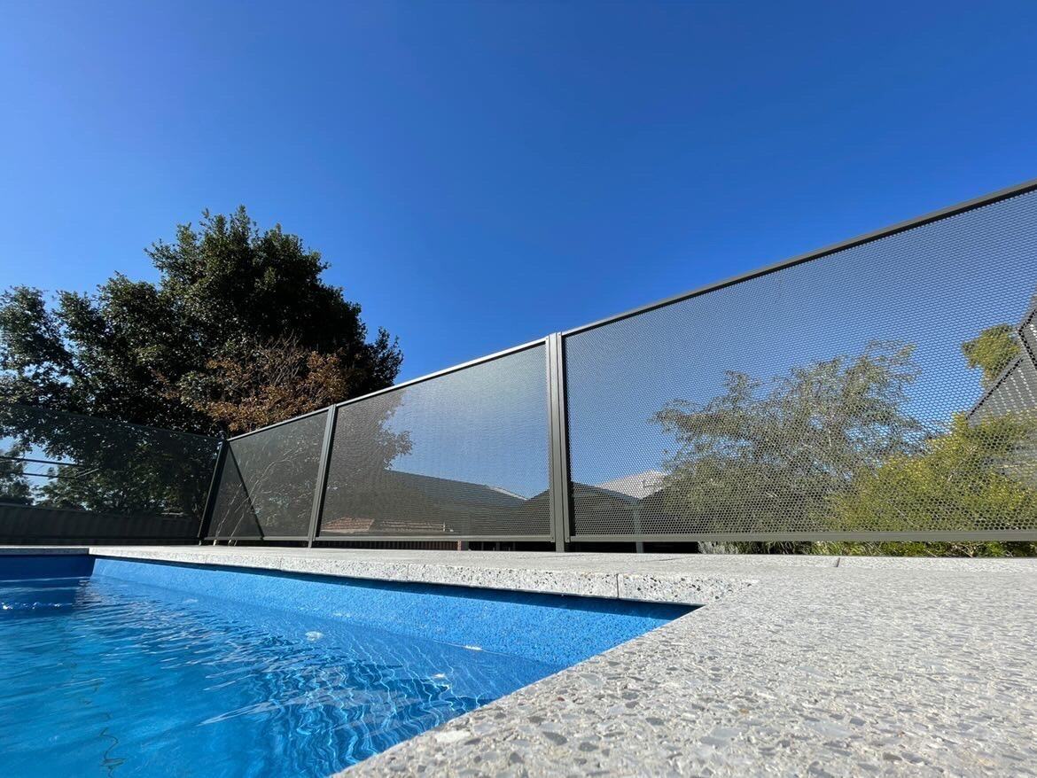 Pure Perf pool fence in Textured Woodland Grey, Perth